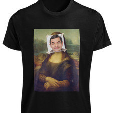 Mr Bean Mona Lisa Novelty T-SHIRT Funny 90's Comedy TV Show Joke Parody GIFT TEE
