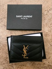 *New* Never Used YSL Yves Saint Laurent Black Gold Card Holder Wallet