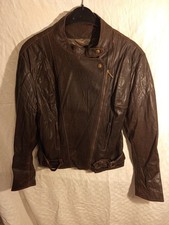 Veste style biker marron en