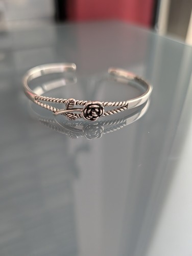 Bracelet jonc fleur - , argent