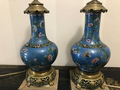 Cloisonne paire vase pied - paire,