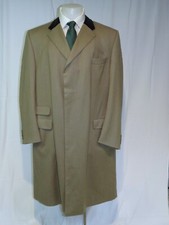 Paul Stuart Custom Made Taupe Gabardine Velvet Collar Chesterfield 49XL