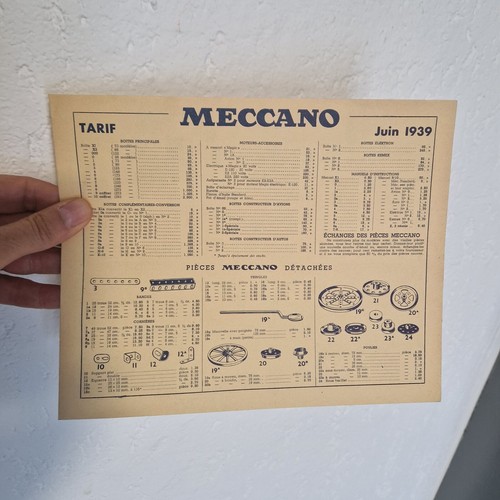 Meccano1 juin 1939 tarif - 1939,