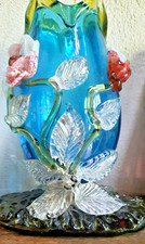 VASE BLEU ANCIEN EN VERRE AVEC