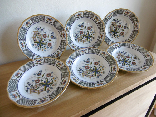 Six assiettes creuses faience - creuses,