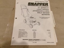 SNAPPER 19" SERIES 9* LIGHT WEIGHT WALK BEHIND MOWERS PARTS MANUAL
