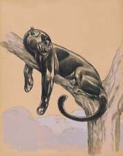 Black Panther Lying on a Branch by Paul Jouve Quality Print - Frame Me