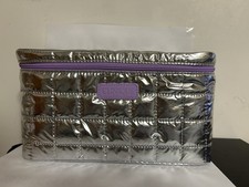 Clinique Skincare Makeup Beauty Cosmetic Train Soft Case Bag Silver/Purple