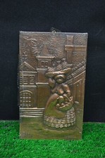 ANCIEN CADRE COBRARTE LUDIVICO BRASIL PLAQUE DE CUIVRE EMBOUTI DECOR CHEMINÉE