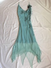 Rene Derhy Turquoise Floral Beaded Dress M