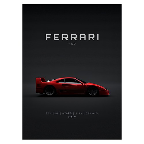 Affiche ferrari f40 - ferrari, rouge