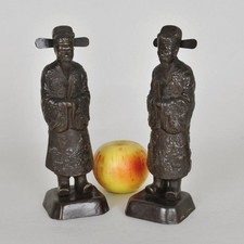 2 Mandarins Annamites En Bronze, Vietnam, Début XXème Siècle