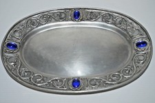 -VIDE POCHE EN ETAIN AVEC CABOCHONS PIERRE BLEUE ETAIN DE LA FONTAINE ESPRIT XIX