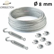 Câble acier galvanisé  Ø  8 mm + 6 serre-câble et 2 tendeurs  LONGUEUR  AU CHOIX