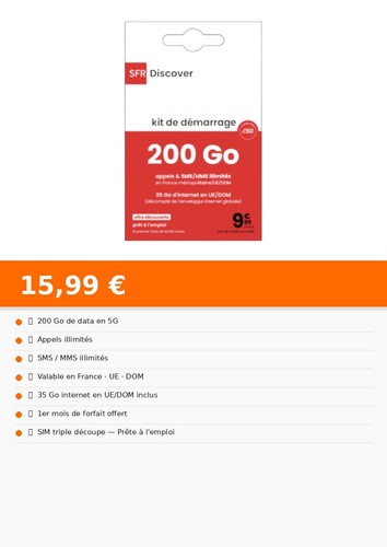 Carte sim sfr discover 200 - sim,