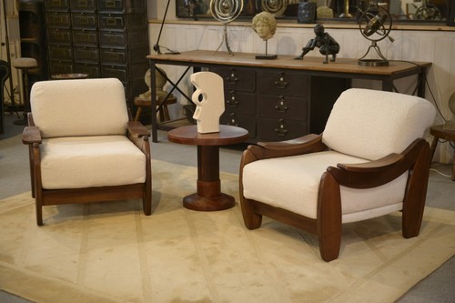 Paire fauteuils brutalistes - paire,