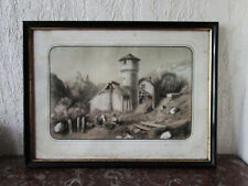 Antique Very Beautiful Chalk Enhanced Charcoal Drawing, 1879, 19th Signed Painting.