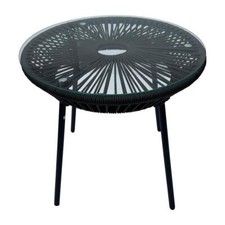 Table de Jardin Table D'Appoint Table Corde Design Aluminium Noir Balcon Table