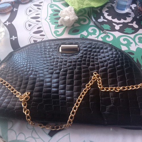 Sac main noir en cuir - main,