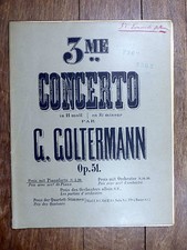 PARTITION ANCIENNE G. Goltermann 3e CONCERTO pr violoncelle (avec accomp. piano)