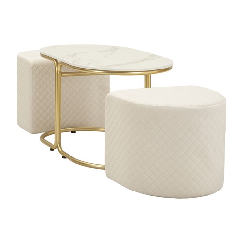 Table basse avec - 2, poufs