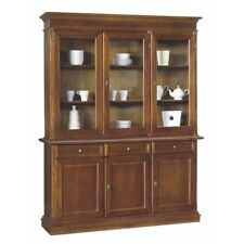 Vitrine Armoire en Verre Dressoir Base + Riser 3 Portes 3 Tiroirs Art Pauvre