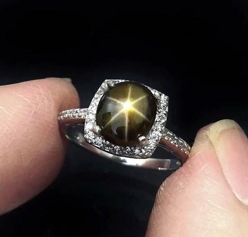 Bague saphir étoile - , noire