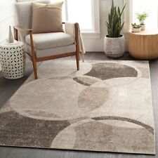 Tapis Cercle Design Moderne Tapis Pour Salon Brun Beige Noir Chiné