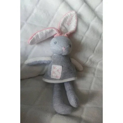 Doudou lapin gris rose - , rayé