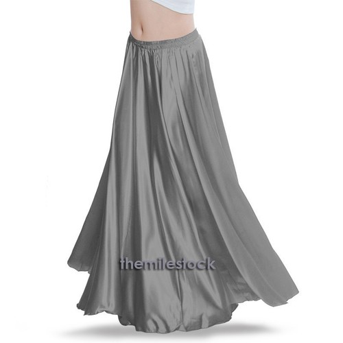 Jupe longue satin gris - en,