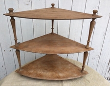 Étagère d’angle ancienne console bois tourné vintage 3 plateaux