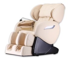 Luxe Fauteuil de Massage Shiatsu F2000 Cuir Blanc Beige Technologie à Rouleaux