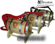 Chestnut wood barrels for St. Bernard dog 1 lt liter with Swiss cross 