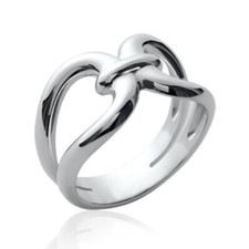 Bague boucle scellée femme - argent 925/1000 massif rhodié
