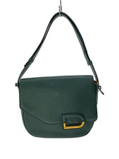 DELVAUX One Shoulder Bag Green Gold Leather 8.3 x 8.3 inch Japan Authentic