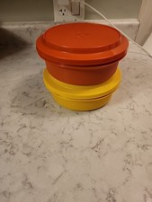Vintage Tupperware SEAL N SERVE Bowls 1253-7 Yellow & Orange