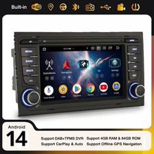 CarPlay Android 14 DAB+ Autoradio for Audi A4 RS4 RNS-E SEAT EXEO Wifi 64Go Navi