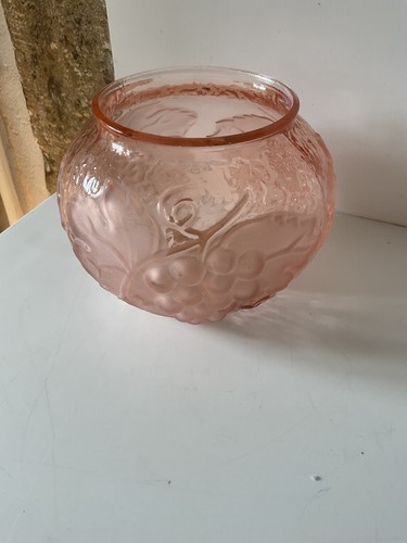 Vase boule verre rose et - en,