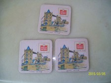 3 SOUS BOCK ADVERTISING STELLA ARTOIS BEER london under glass advertising BEER