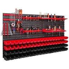 Panneau mural pour outils 156 x 78 cm avec 76 pcs Boîte Rouge et Noire plastique