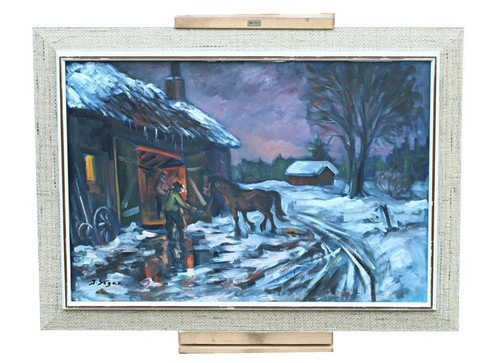 Paysage hiver ferme cheval - d’hiver,