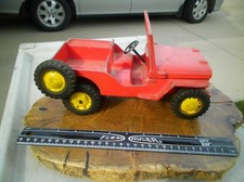 Vintage 1940s Al Toy Original Pressed Steel Aluminum Willy's Jeep - Rare Version