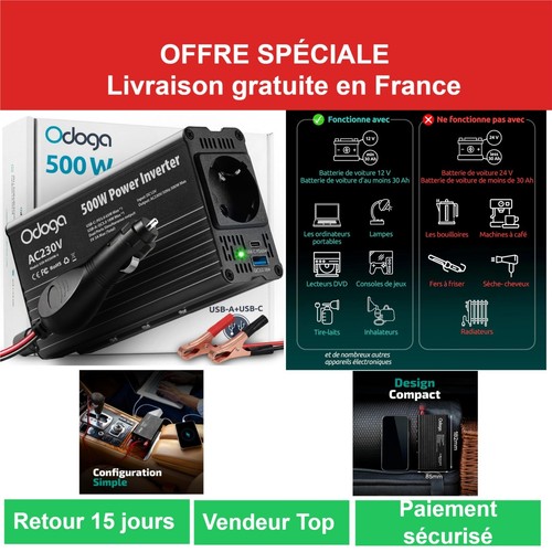 Odoga convertisseur 12v - convertisseur, 220v