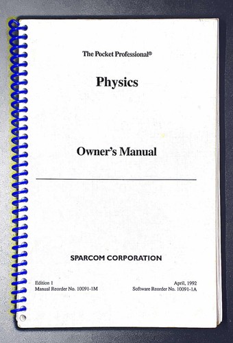 Manual for sparcom physics - manual, pac