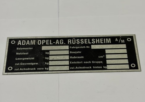 Plaque signalétique adam - signalétique, opel