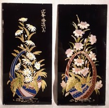 ANTIQUE PAIR OF PAINTED AND ENAMELLED GLASS PLATES - ASIA