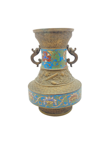 Ancien vase bronze cloisonné - vase,