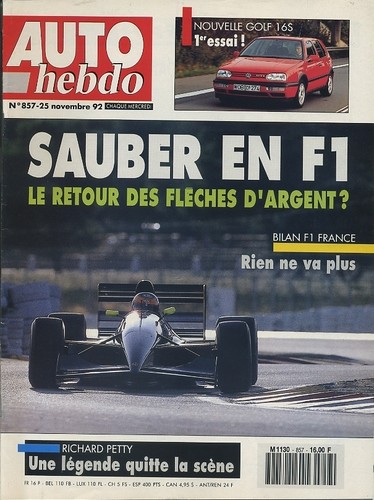 Auto hebdo 857 - hebdo, 25/11/1992