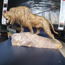 Bronze  lion Sur Marbre  de Prosper Lecourtier 