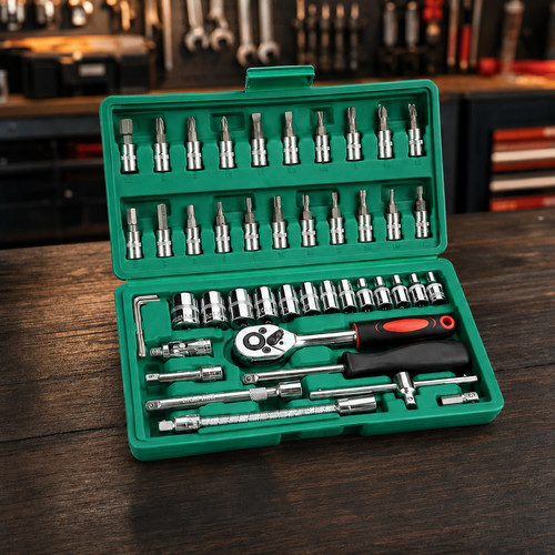 Coffret cliquet pièces 4 - coffret, 1/4